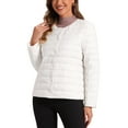 thumbnail image 4 of INSPIRE CHIC Women's Puffer Jacket Lightweight Button Down Packable Long Sleeve Coat L White, 4 of 6