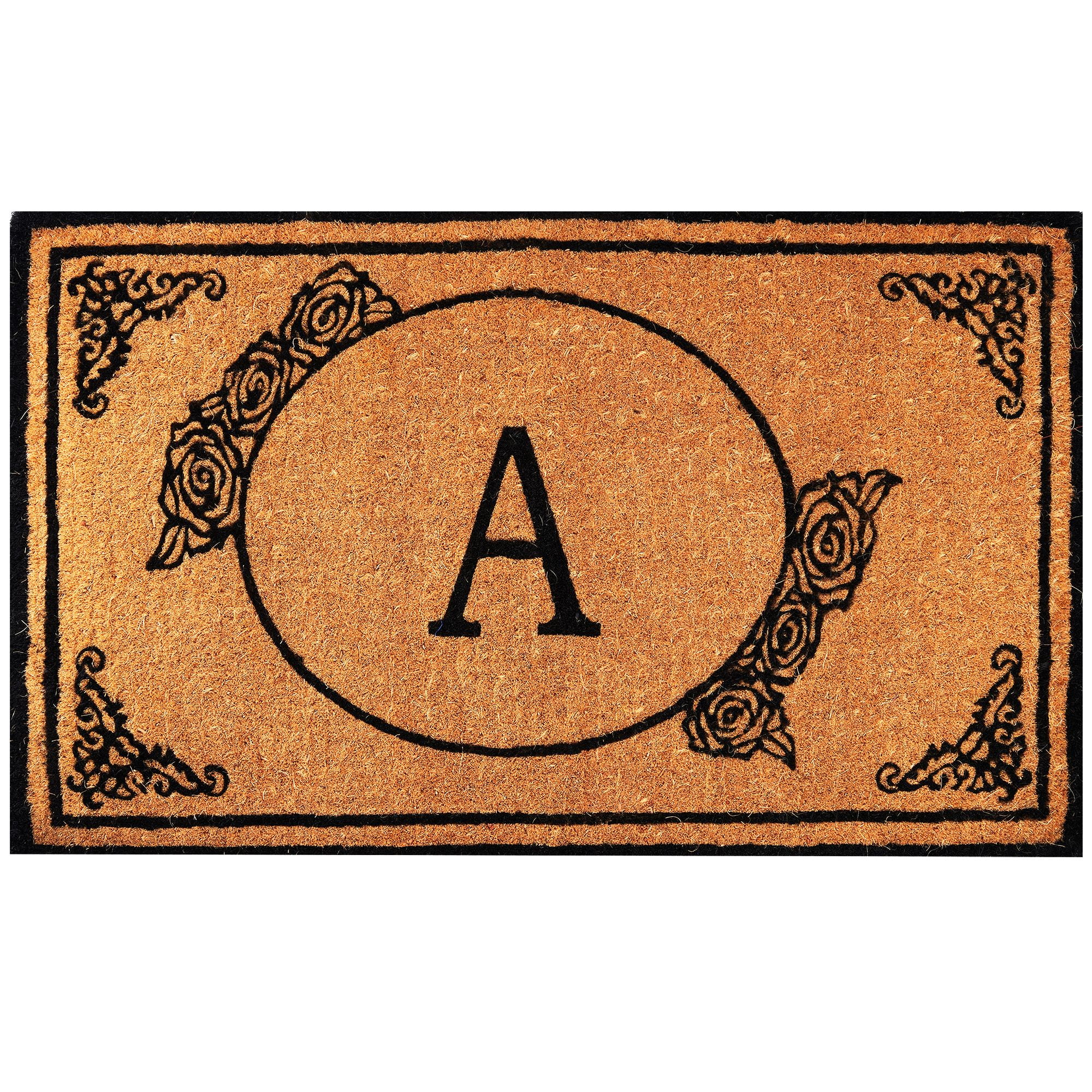 Envelor Home And Garden Handwoven Personalized Monogram Letter A Extra Thick Doormat Customized Outdoor Rug Durable Coco Mat Welcome Mat Entryway Door