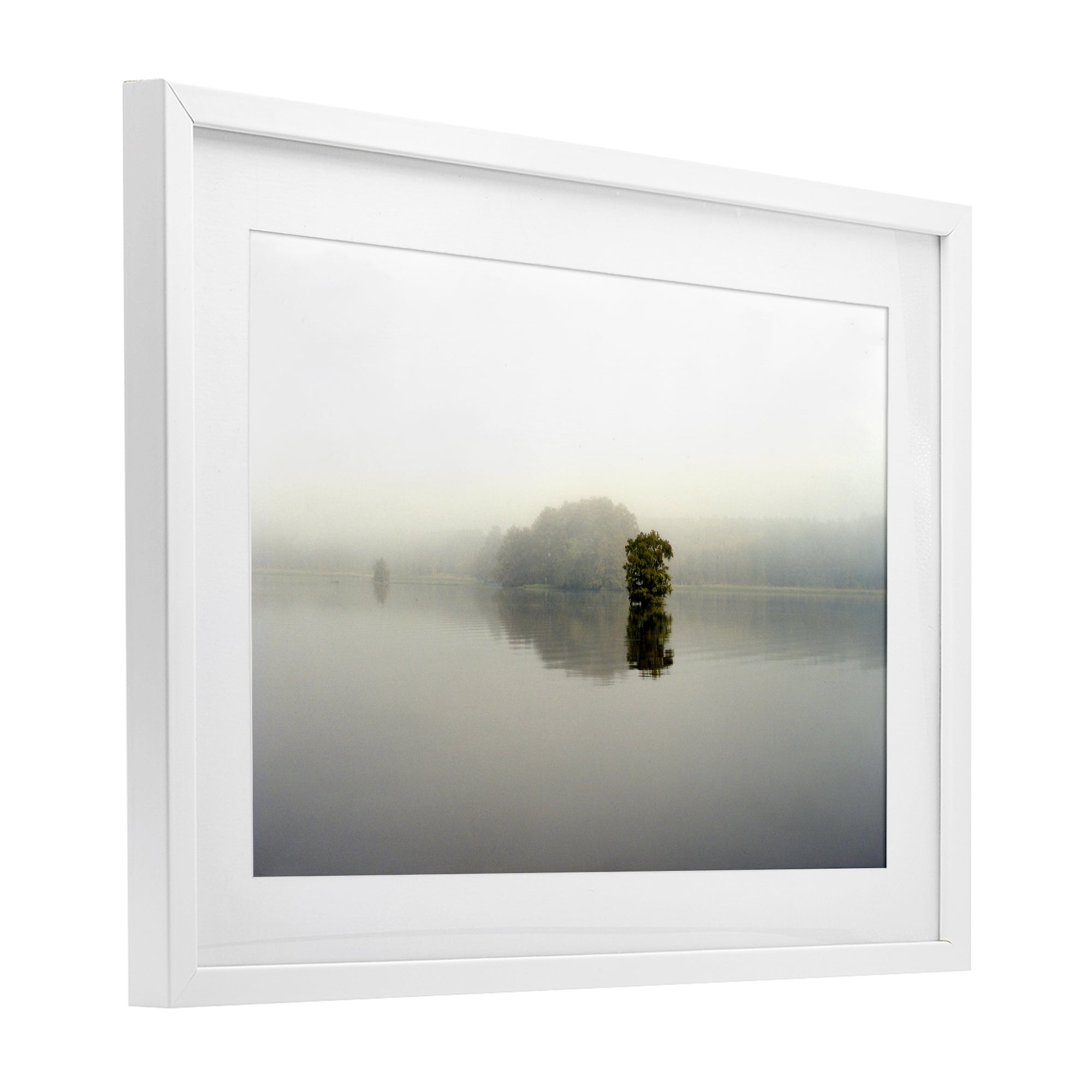 Stupell Industries Misty Lake Reflection White Framed Print Under Glass, design by Gail Peck