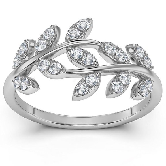 Pompeii 1/3Ct Diamond Wedding Stackable Ring Vine Petal Leaf White Yellow or Rose Gold