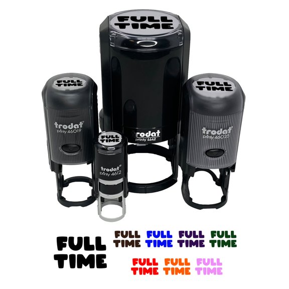 Full Time Work Shift Self-Inking Rubber Stamp Ink Stamper - Lime Green Ink - Small 3/4 Inch