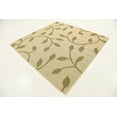 thumbnail image 2 of Unique Loom Botanical Collection Floral Vines Transitional Indoor and Outdoor Flatweave Square Rug, 6 Feet, Green/Ivory, 2 of 2