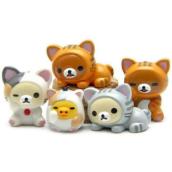 MesaSe PENGXAING 5pcs Cosplay mini cat PVC action figures toys moss bonsai landscape animals_x000D_