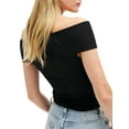 thumbnail image 3 of Douhoow 3D Flower Tank Top for Women Slim Fit T-Shirts Short Sleeve Off Shoulder Crop Top, 3 of 7