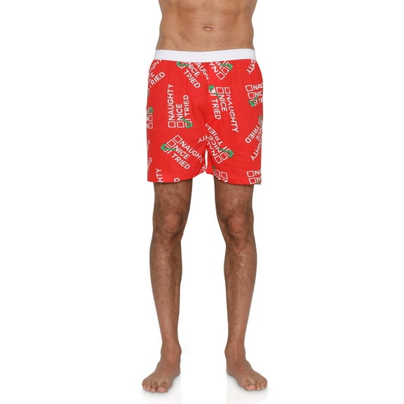 Fun Boxers Mens Underwear Christmas Briefs Fun Print Boxer Shorts, Red/White, Size: X-Large