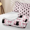 thumbnail image 4 of Erosebridal Halloween Black Cat Bow Twin Quilt Set for Girls, Cute Grid Kitten Twin Coverlet Set, 2pcs, 4 of 7