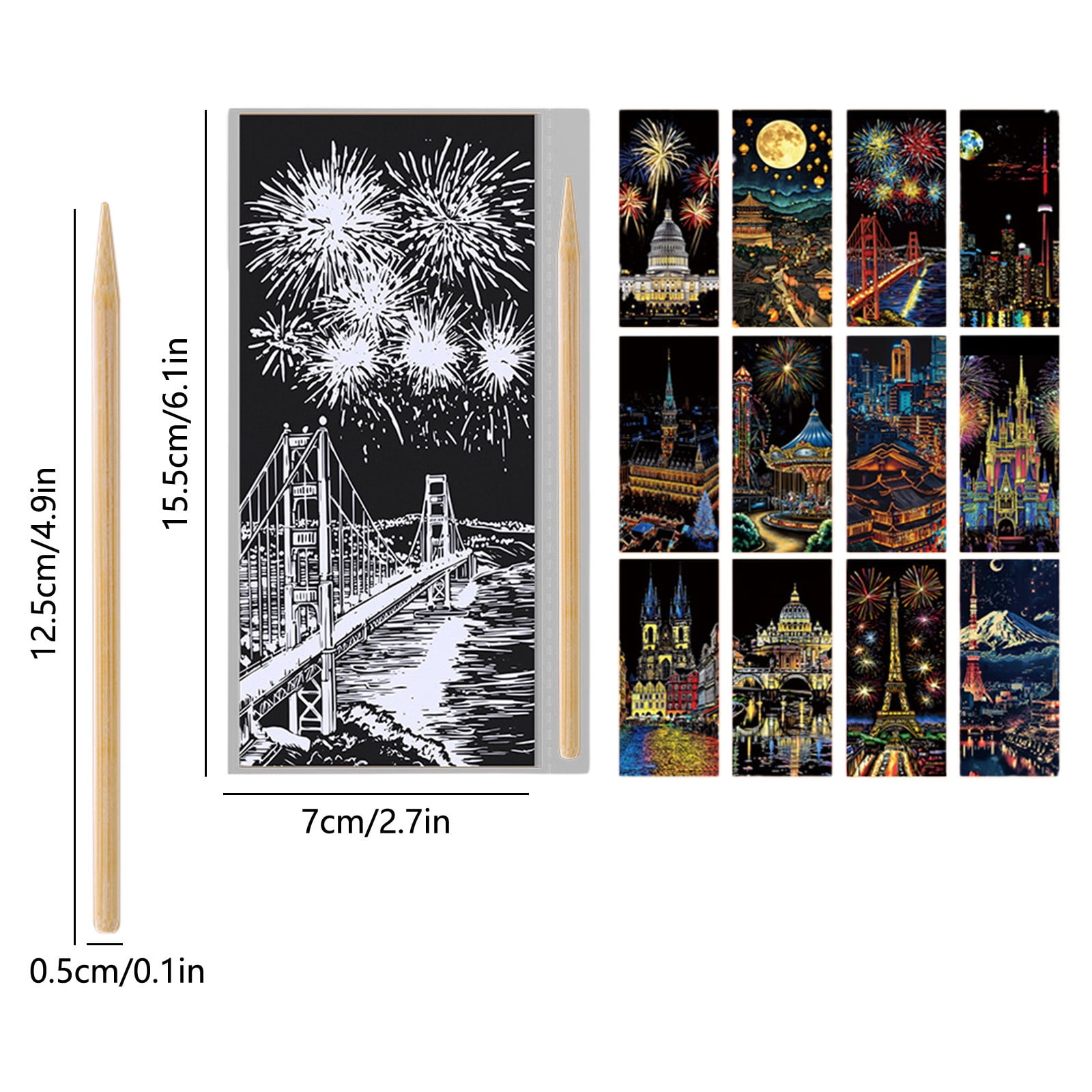 YiJuHui 12pcs Scratch Art for Adults -Glow in The Dark Scratch Painting Craft Kit (12 Sheets)|Foil art Foil Engraving Art Set|Stress Relief Gift for Craft Lovers|Creative Scratch Art Home Decor 12