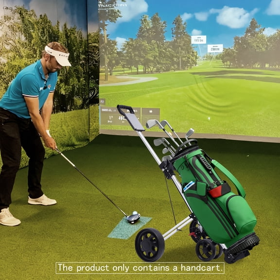 Lightweight Aluminum Golf Push Cart, Adjustable Strap, Foot Brake, 15-20kg Load Capacity, Modern Design, Easy to Maneuver for Golfers