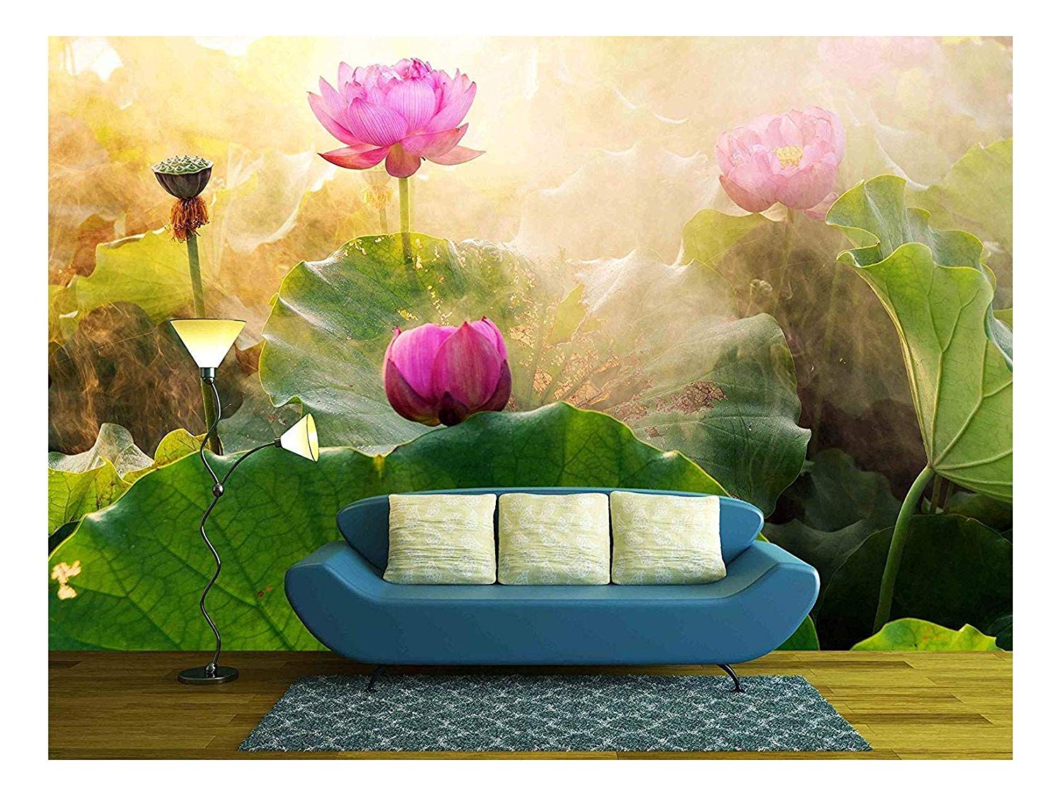 wall26 Beautiful Lotus Flower in Blooming at Sunset Removable Wall