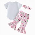thumbnail image 4 of Paguaki Outfits Baby Girl DADDY'S GOLF GIRL Short Sleeve Romper Bodysuit Bell Bottom Pants Headband 3-Piece Set Infant Summer 3-6 Months, 4 of 9