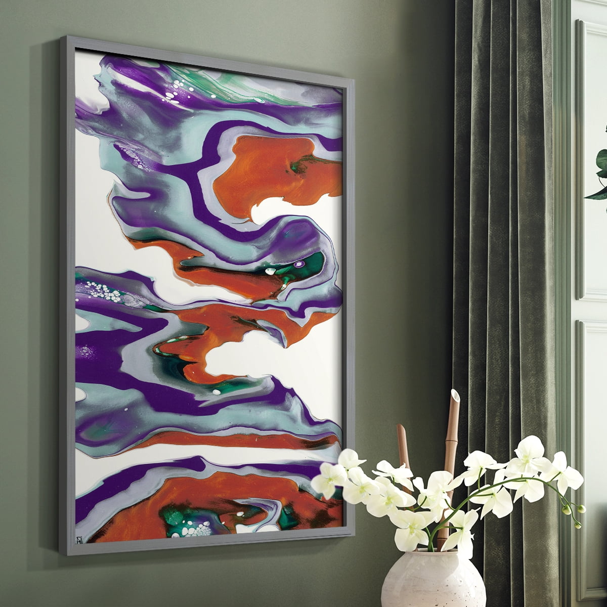 M145 Framed Print in Gray Solid Wood Framed Print No Nail Hanging