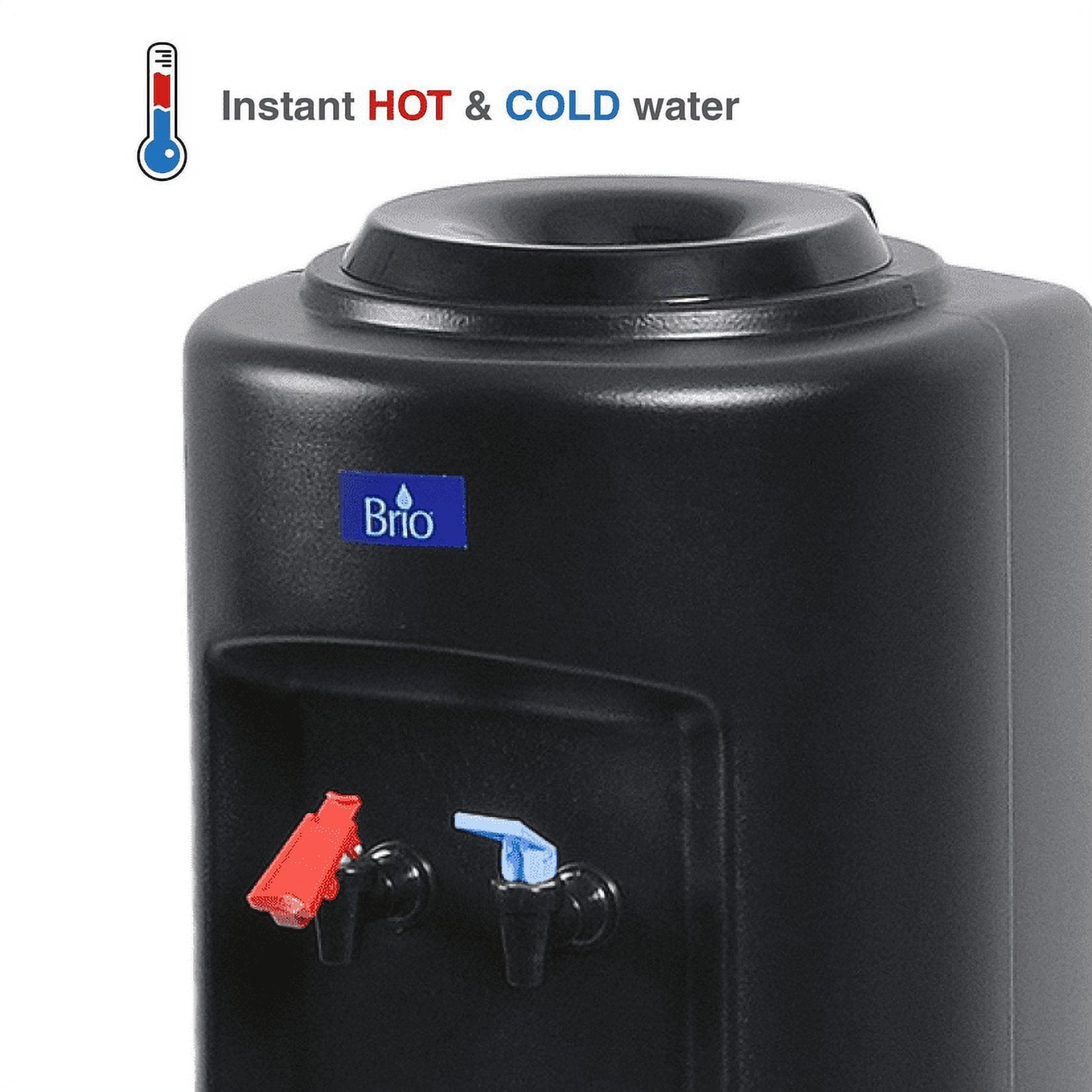 Brio CL520 Series Commercial Grade Top-Load Hot and Cold 39-194 Degrees Temperature Range Water Cooler Dispenser With Child Safety Lock Holds 3-5 Gallon Bottles - UL Listed/Energy Star Approved