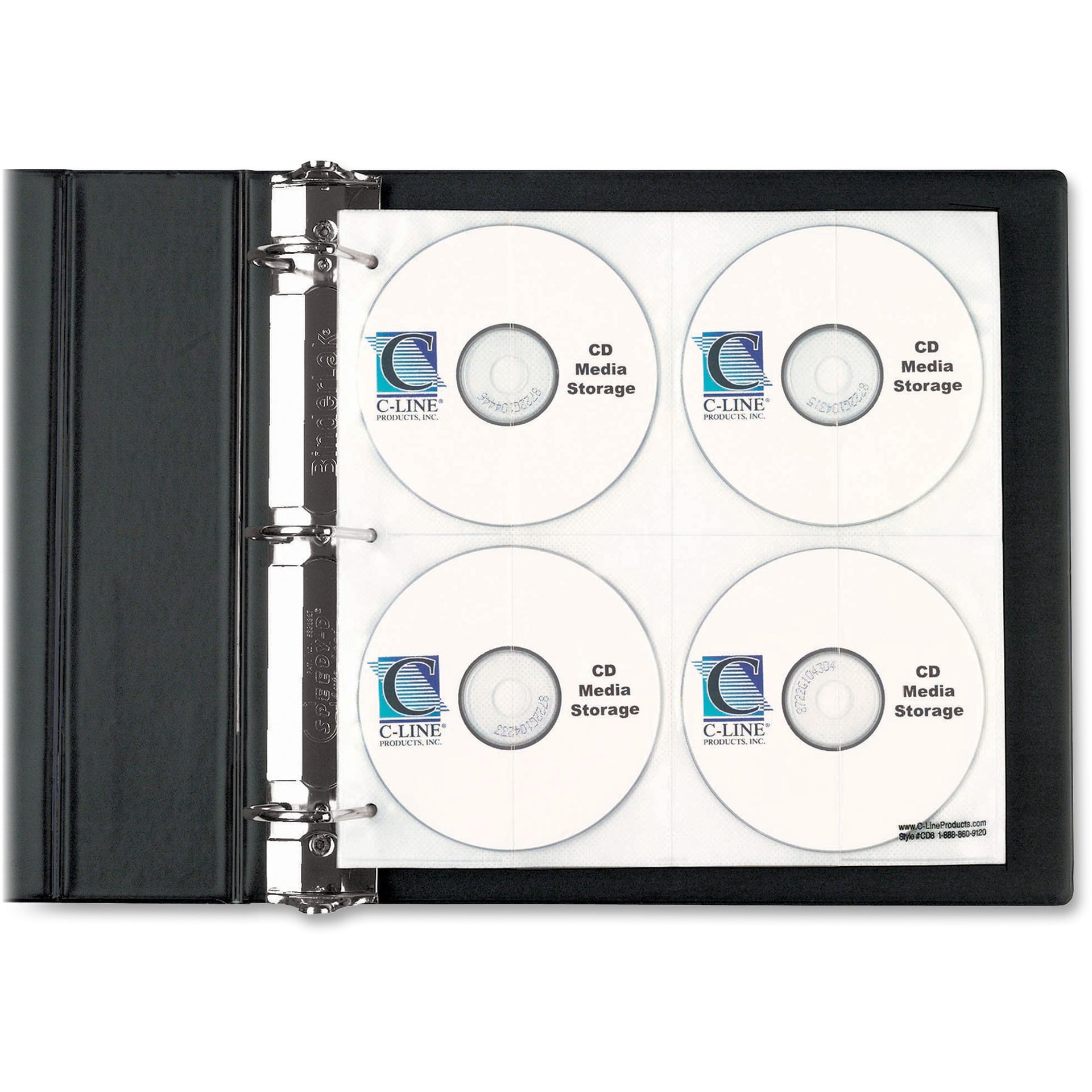 CLine CD/DVD Refillable DRing Binder Kit, Holds 80 Discs, Black