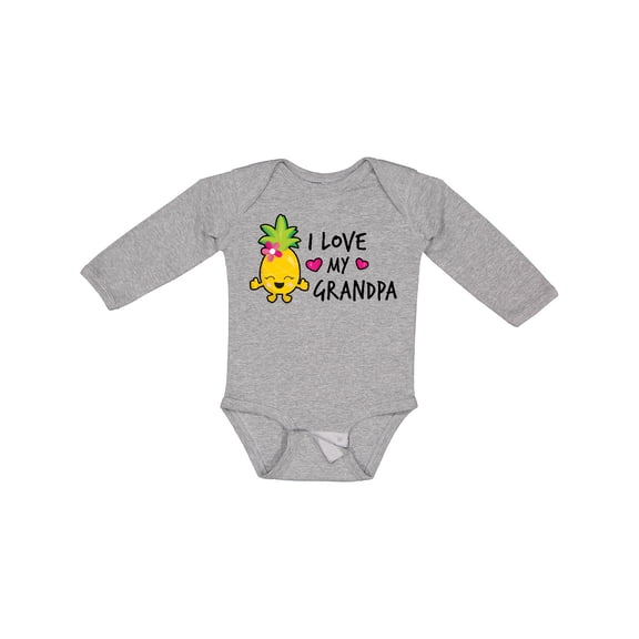 Inktastic I Love My Grandpa with Pineapple Girls Long Sleeve Baby Bodysuit
