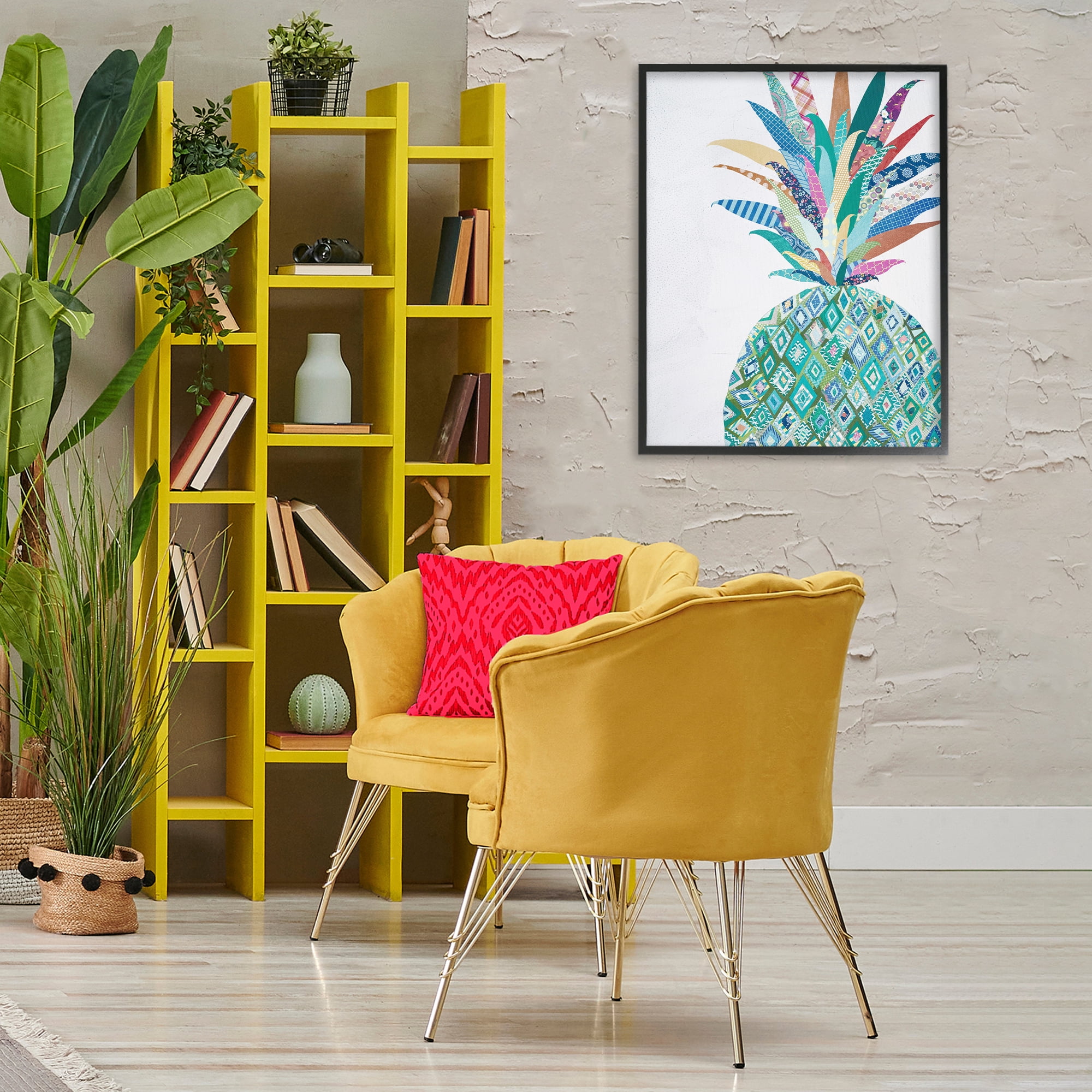 Stupell Industries Geometric Patterned Pineapple Food & Beverage Painting Black Framed Art Print Wall Art, 24 x 30