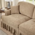 thumbnail image 4 of Mid Century Chenille Sectional Sofa, 2 Seat Couch Loveseat with Flared Arms, Removable Ruffles Pleats Skirts, Deep Seat Sofa for Living Room, Light Coffee, 4 of 7