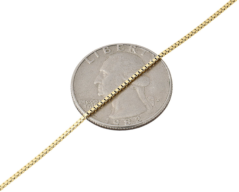 10K Yellow Gold 1MM Solid Box Chain Necklace 20" Length