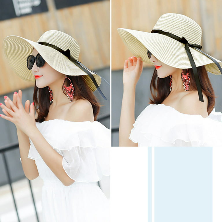 Women's Beach Hat Foldable UV Protection Floppy Beach Cap Beach Sun Hat  Summer Beach Cap 