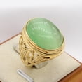 thumbnail image 3 of PAMTIER Men's Stainless Steel Vintage Punk Classic Oval Light Green Gemstone Signet Ring Cut Out Beast Dragon Pattern Carved Statement Gold Size 11, 3 of 5