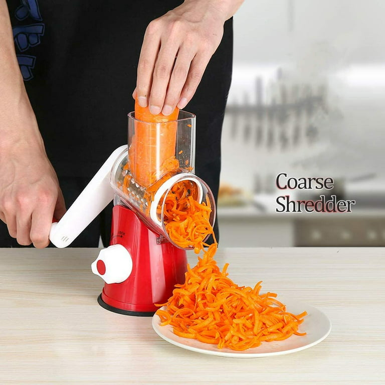 Rotary Cheese Grater Shredder 5-in-1 Tumbling Box Mandoline Vegetable  Julienne Slicer Waffle Cutter Nut Chopper with Handle and Strong Suction  Base - Yahoo Shopping