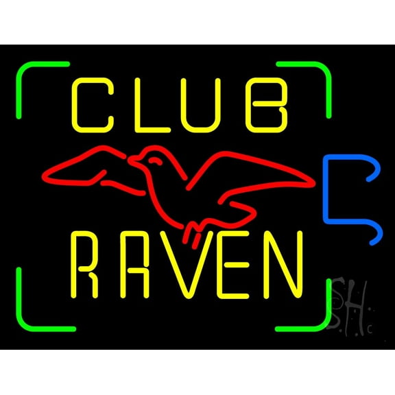 Club Raven LED Neon Sign 24 x 31 - inches, Clear Edge Cut Acrylic Backing, with Dimmer - Bright and Premium built indoor LED Neon Sign for Bar decor.