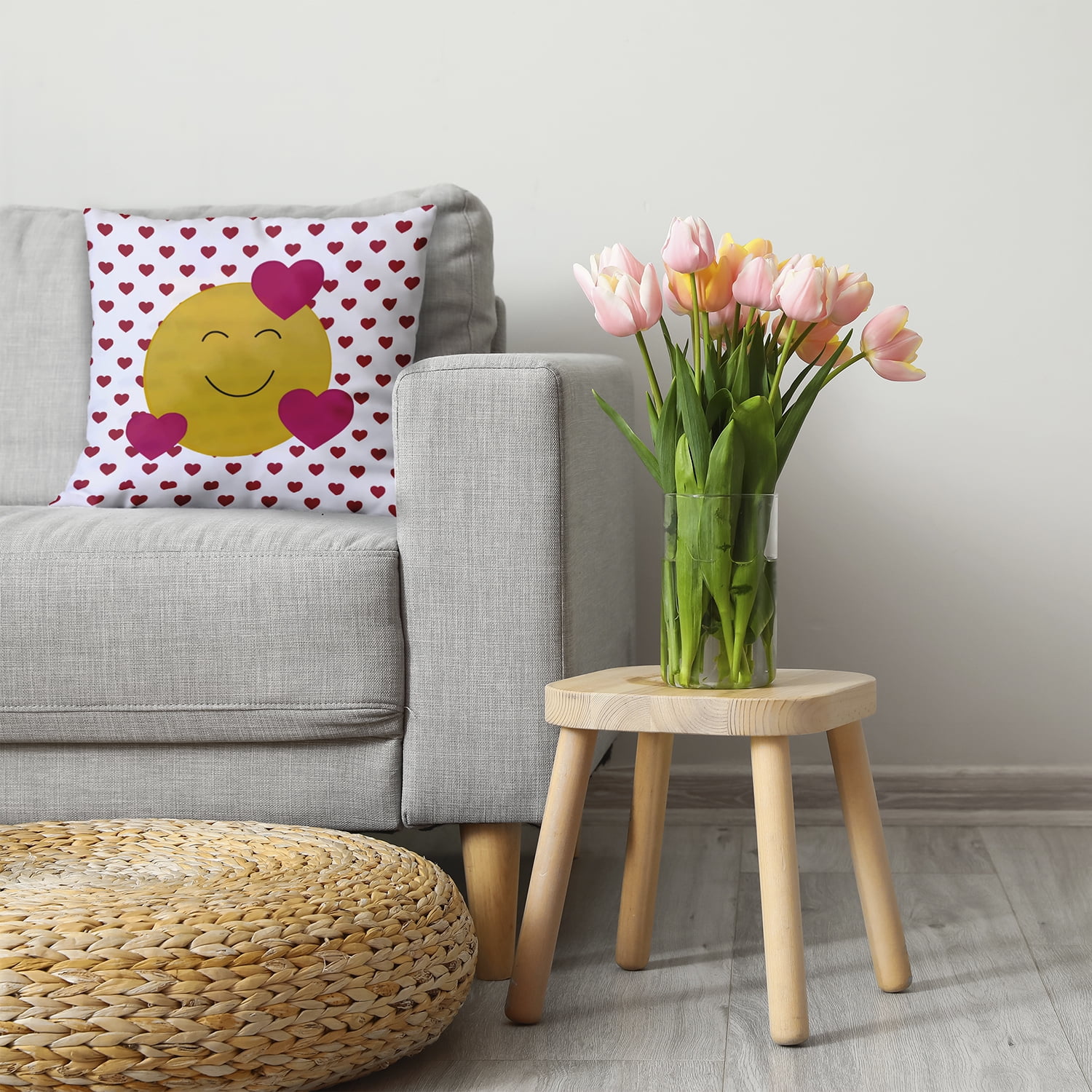 26" x 26" Simply Daisy Love Emoji Polyester Accent Pillow, Buddah Qty 1