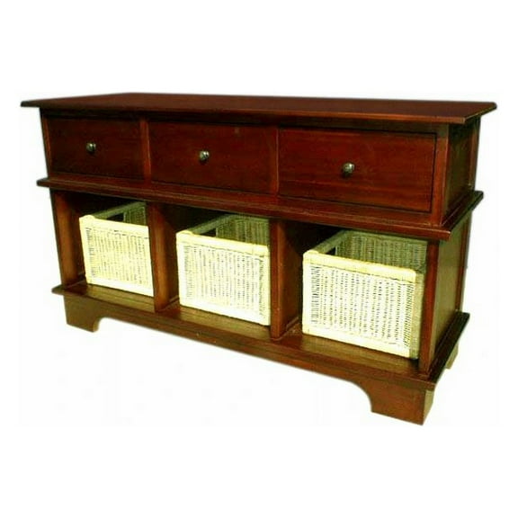 Mahogany 3 Drw Console w/ 3 Basket