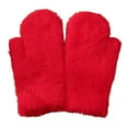 thumbnail image 3 of Naierhg 1 Pair Adults Mittens Thickened Stretchy Soft Fuzzy Cozy Cold Resistant Solid Color Windproof Winter Gloves Red, 3 of 8