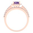 thumbnail image 4 of Clara Pucci 18K Rose Gold 2.16 Simulated Alexandrite Engraveable Engagement Ring + Wedding Band Set, 4 of 7