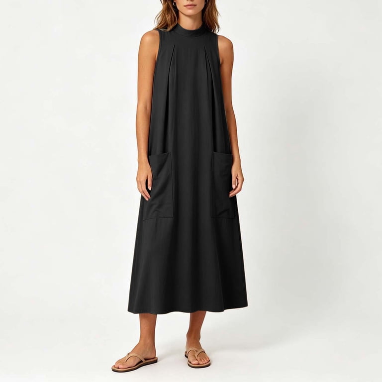 mock neck sleeveless midi dress Amazon.com: EFOFEI Women's Satin Sleeveless Dress Mock Neck High Waist Dress  Bodycon Wrap Formal Midi Dress Apricot XS : Clothing, Shoes & Jewelry
