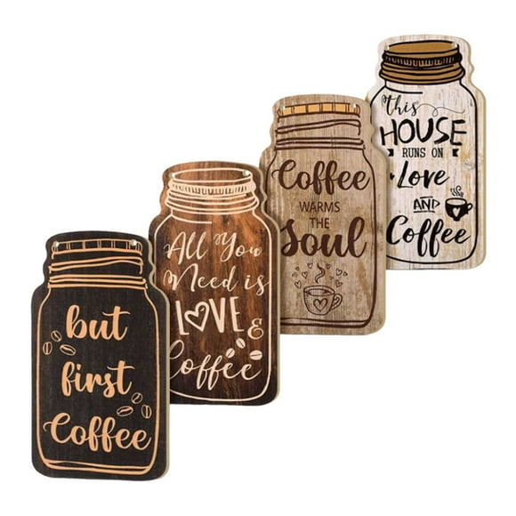 Riforla Vintage USA Style Wooden Coffee Sign Alphabetical Kitchen Décor Rustic Hanging Plaque for Home Charm Hangs Home Decor Coffee