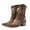Brown, variant on Cowboy Boots for Women Fashion Embroidery Pointed Toe Low Heel Casual Mid Calf Booties