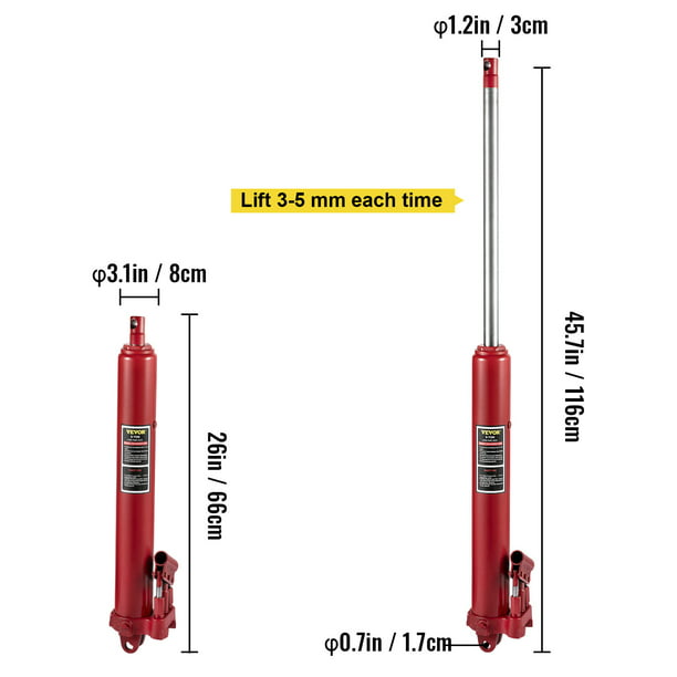 VEVOR Hydraulic Long Ram lbs Capacity, with Dual Piston Pump and Clevis Base, Manual Cherry Picker with Handle, Garage/Shop Cranes, Engine Lift Hoist, Red - Walmart.com