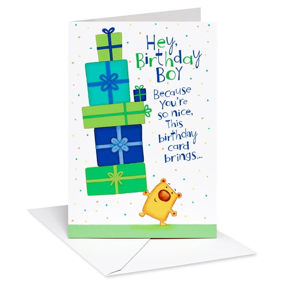American Greetings Birthday Card for Boy (Little Bear with Presents)