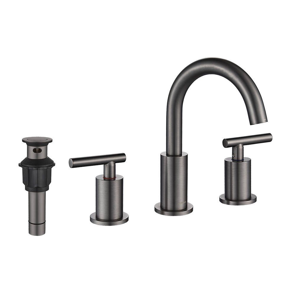 Forious Pop up Drain Widespread Toilet Faucet with Two Handle Sink Gray