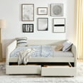 thumbnail image 5 of Newest Daybed with Trundle Upholstered Tufted Sofa Bed, with Two Drawers, Queen Size, Boucle Fabric, Beige, 5 of 9