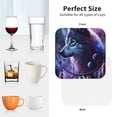 thumbnail image 6 of Pofeuu Feathered Wolf Print Coasters for Drinks, 4Pack PU Leather Coasters, Bar Drink Coasters for Tabletop Protection, Furniture from Damage-Square, 6 of 6