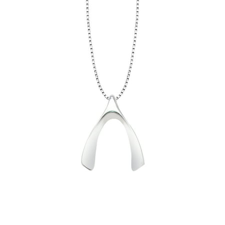 - Sterling Silver Wishbone Pendant Necklace, 18