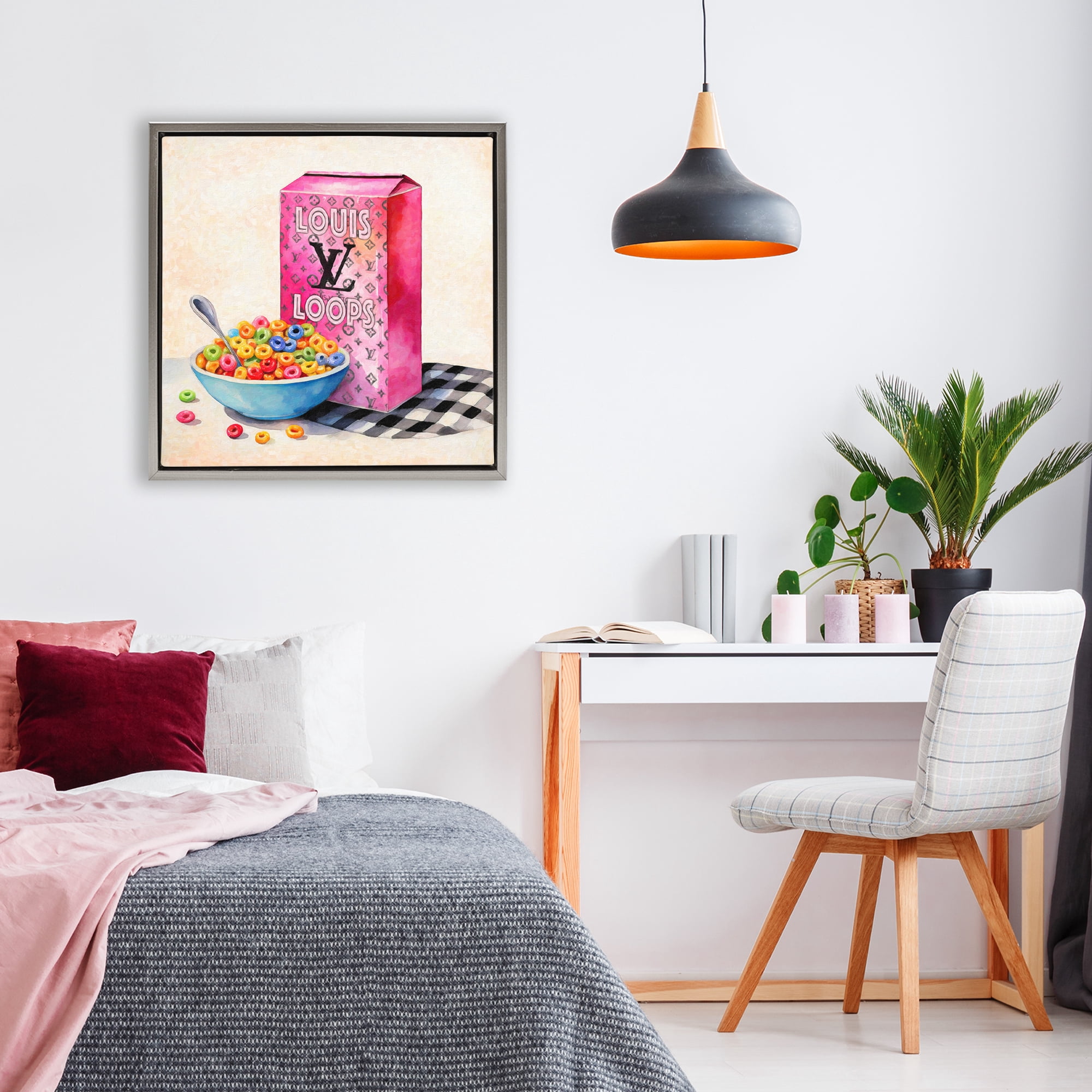 Stupell Industries Fashion Loops Cereal Gray Framed Floater Canvas Wall Art, design by Grotto Studios