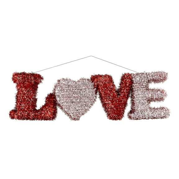 Love Tinsel Hanging Decoration, Red and Pink, 16" x 4", Valentine's Day by Way To Celebrate