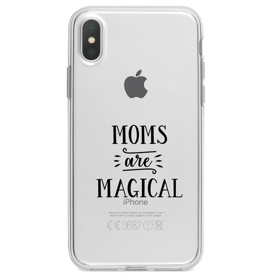 DistinctInk Clear Shockproof Hybrid Case for iPhone XR (6.1" Screen) - TPU Bumper Acrylic Back Tempered Glass Screen Protector - Moms Are Magical