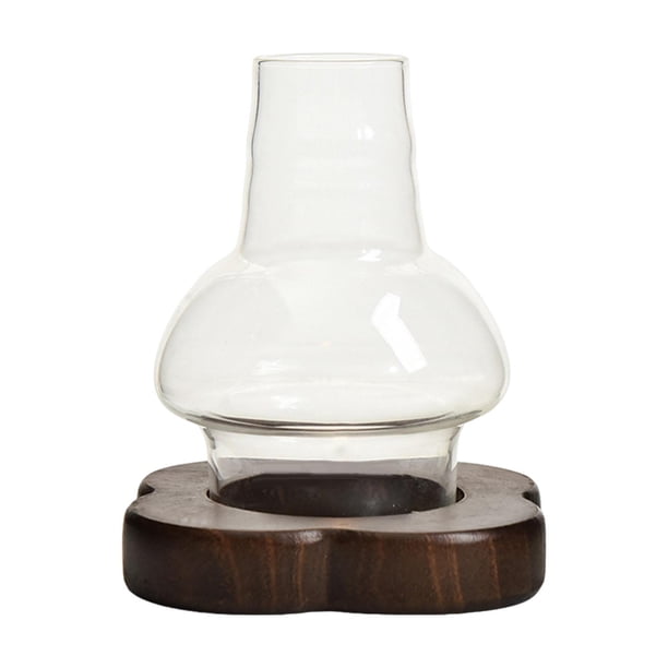 Candelabro de mesa,Candelabro con cubierta de vidrio transparente y base de madera,Centros de mesa con portavelas de cristal,Pantalla de lámpara de aceite Decoración de mesa