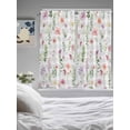 thumbnail image 3 of Pink Spring Floral Bathroom Window Curtain, Flowers Botanical Elegant Grey Checkered Light Filtering Coffee Kitchen Curtains, Bedroom Living Room Curtains 2 Panel 84"x63", 3 of 6