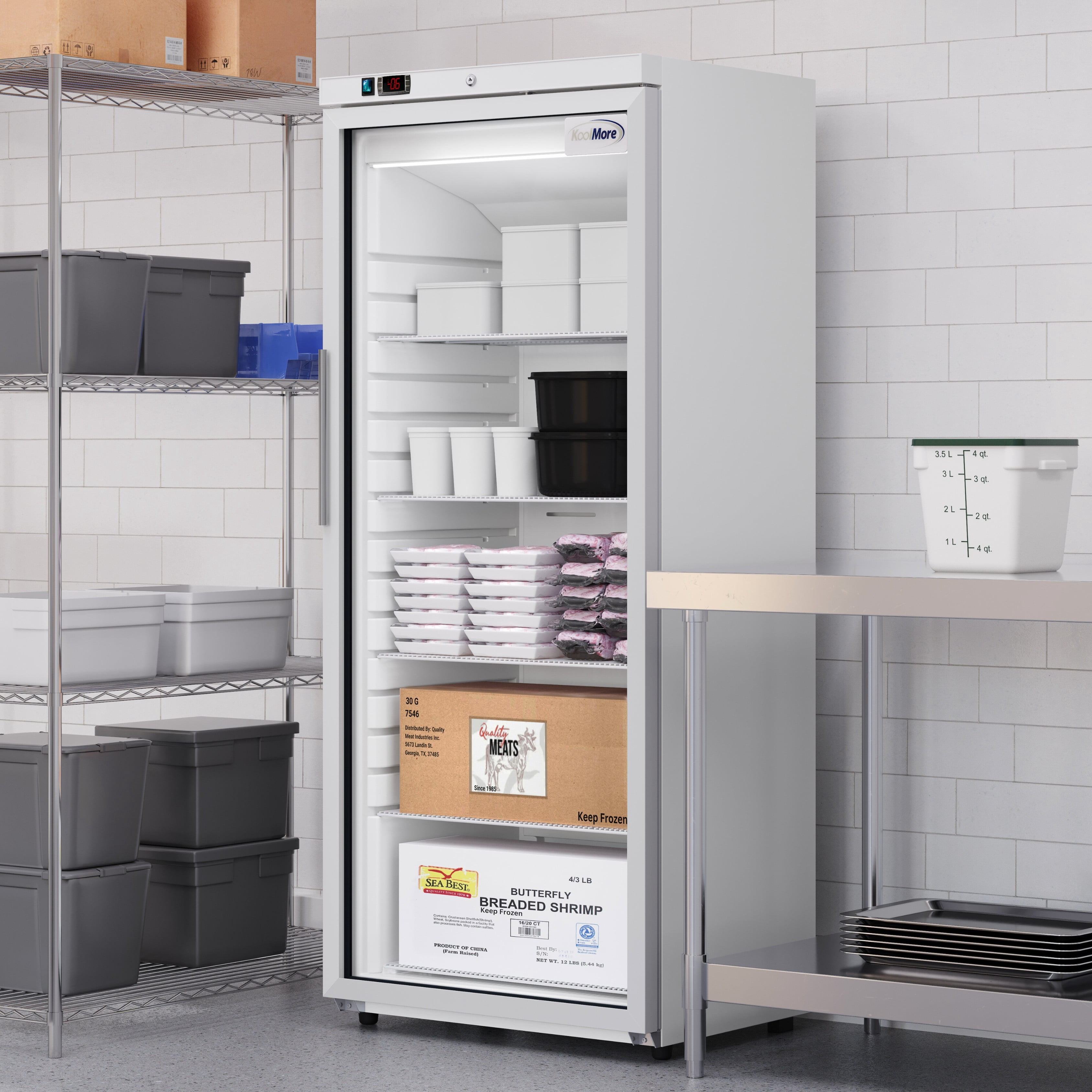 30 in. 21 cu. ft. Commercial Auto Defrost Glass Door Reach-In Freezer in White (KM-RIF-1GD21C-A)