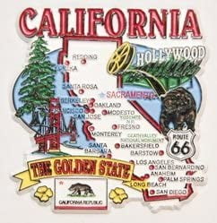 Greetings from California FRIDGE MAGNET Set travel souvenir map flag 