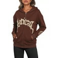 thumbnail image 7 of EMMIOL Women's Y2K Street Oversized Black Hoodie with Gothic Graphic, Roomy Hood & Side Pockets, 7 of 7