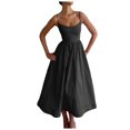 thumbnail image 1 of Vestido sin mangas y sin espalda de corte A para mujer - Vestido largo de tirantes de color liso para el verano, elegante para la playa o una fiesta, 1 of 7