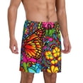 thumbnail image 2 of Sikiie Butterfly Garden Mens Pajama Shorts, Lounge Pant, Men's shorts，Sleep Pj Shorts for Men-Small, 2 of 6