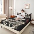 thumbnail image 4 of Homewish Teens Adults Gothic Skeleton 4 Pieces Queen Sheet Sets,Red Flower Rose Ultra Soft Flat Sheet,Exotic Style Queen Fitted Sheet,Ultra Soft Home Decor, 4 of 7