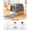 DISHUP Stainless Steel Litter Box,Cat Litter Box with Lid,Enclosed